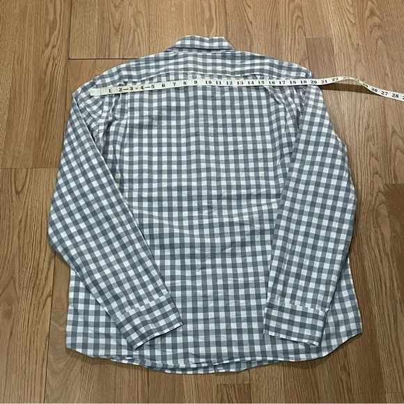 J.Crew Mens XL Slim Long Sleeve Button Down Shirt Flex Washed Gray Plaid - Picture 6 of 8